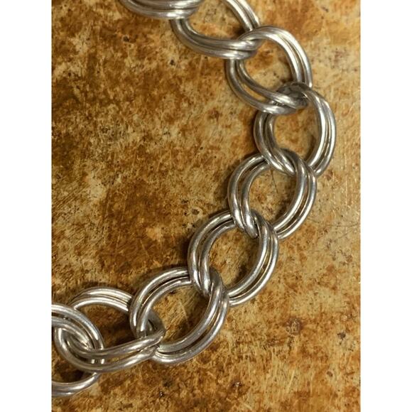 Sterling Silver Double Link Bracelet Vintage - Picture 4 of 9